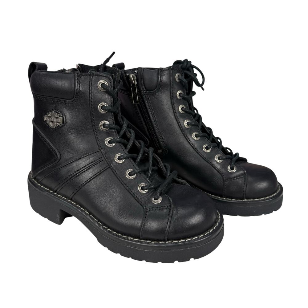 Harley Davidson Woman’s Leather Combat Boots Size 7